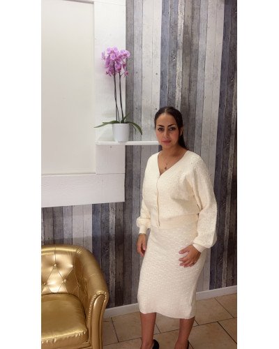 Ensemble tricot chic robe et gilet