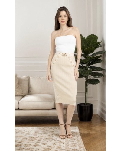 Jupe longue tube en maille côtelé